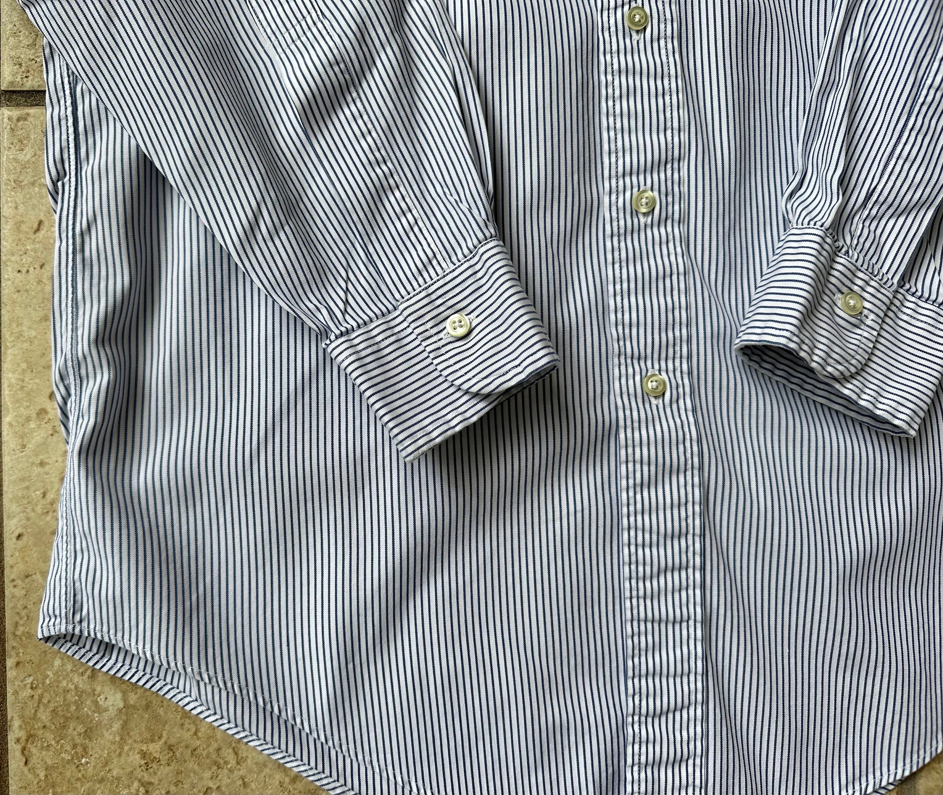 Vintage BROOKS BROTHERS Blue Striped Poplin Button Down Shirt 14.5