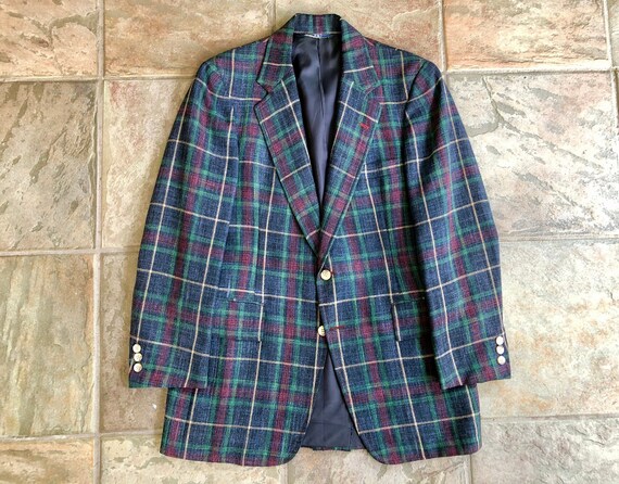 1970s POLO RALPH LAUREN Plaid Linen Wool Sport Coat |… - Gem