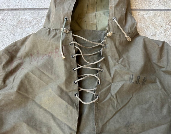 1940s US NAVY Olive Green Cotton Hooded Anorak Ja… - image 3