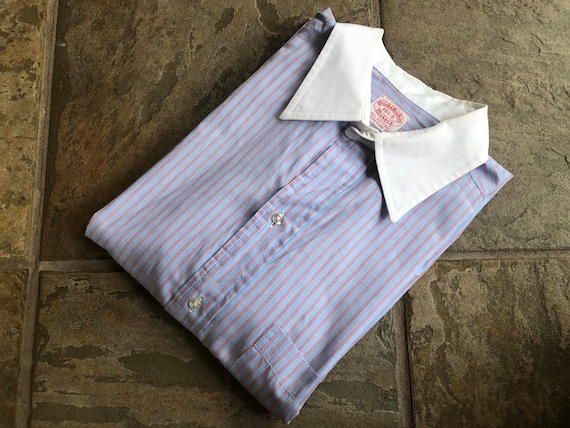 1970s BROOKS BROTHERS End on End Cotton Blue & Red