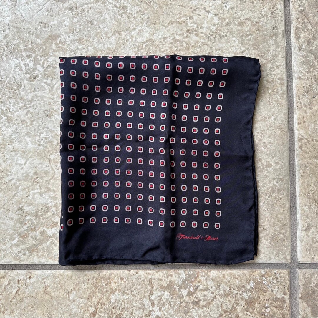 Foulard En Soie Vintage TURNBULL & ASSER London - 41 X 41 Cm, Bleu, Occasion