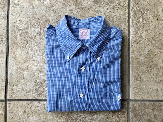 Vintage BROOKS BROTHERS Blue Tattersall 