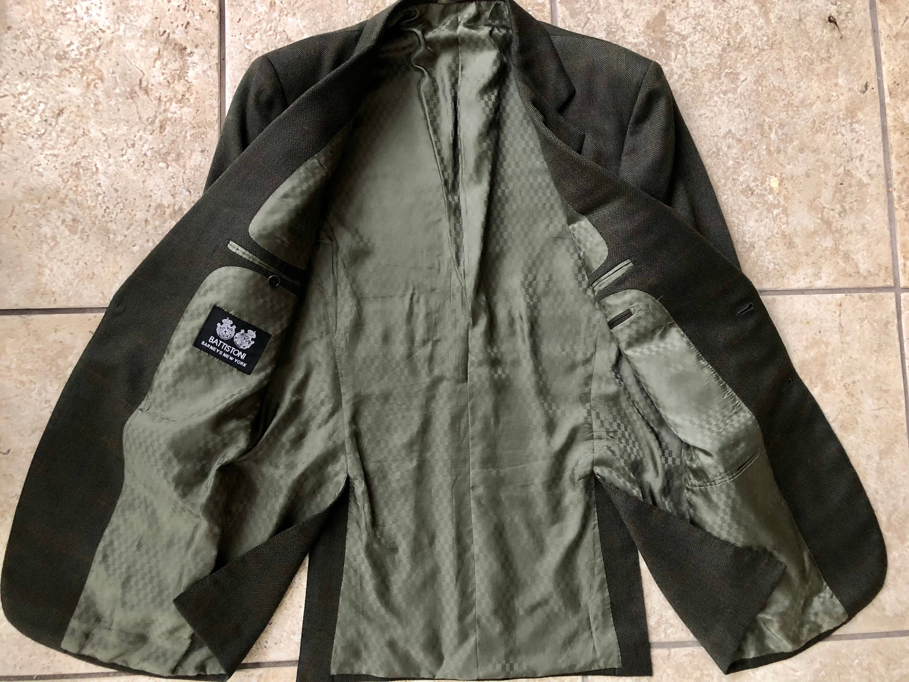 ヴィンテージ BATTISTONI ウールカシミア グリーン ウィンドウペーン 