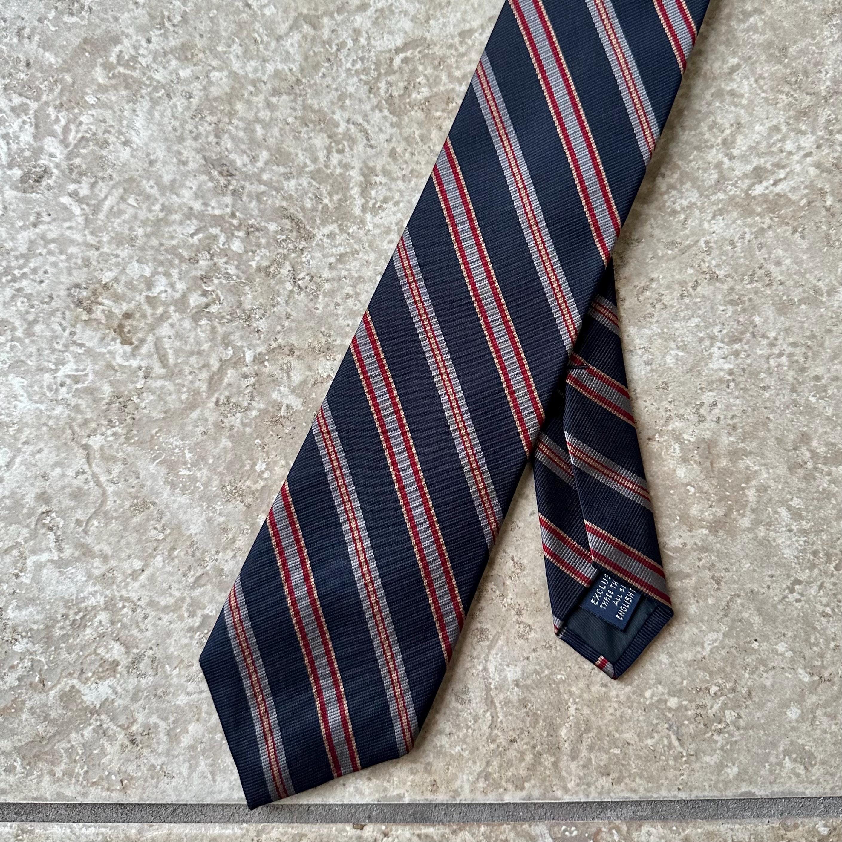 Cravate Paul Stewart - Régimental Stripe - 50% Soie / 50% Laine - Classique Rayée - Neuf Sans étiquette