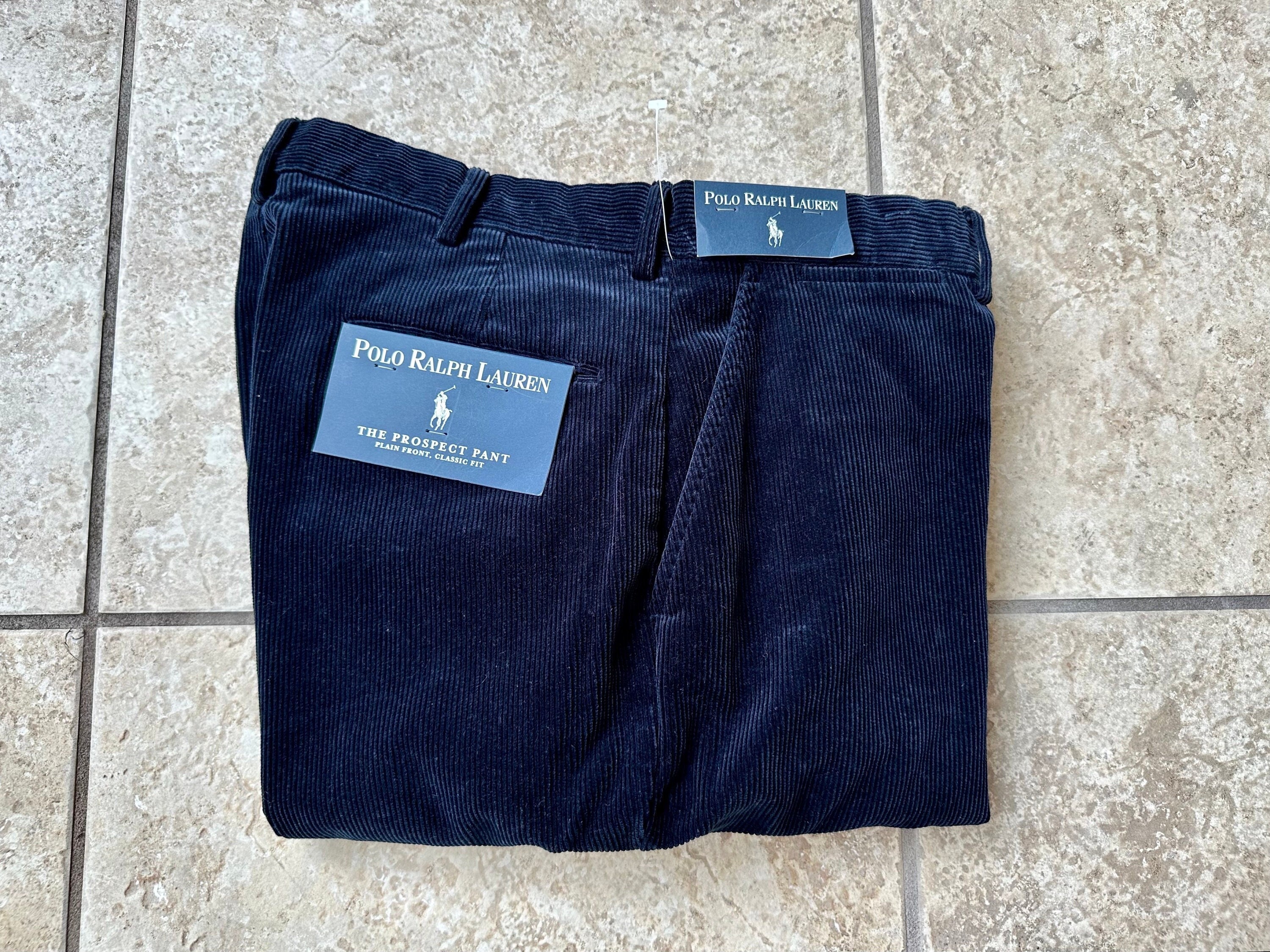 Deadstock POLO RALPH LAUREN Navy Blue Cotton Corduroy Trousers 33