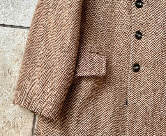 1970s Brown Herringbone Tweed Car Coat | 38 40 Re… - image 5