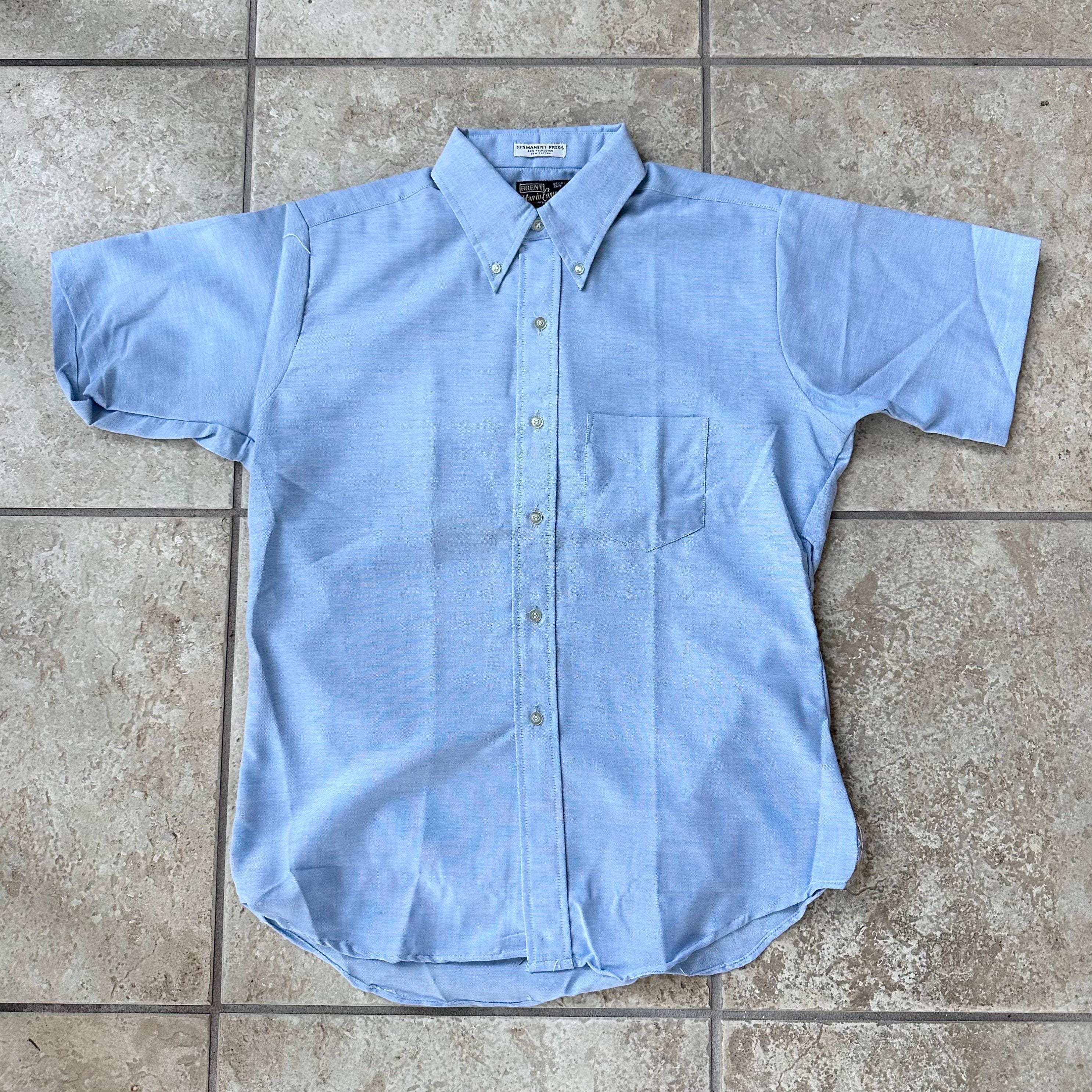 Deadstock 1960s Blue Oxford Cloth Short-sleeve Button Down | 15.5