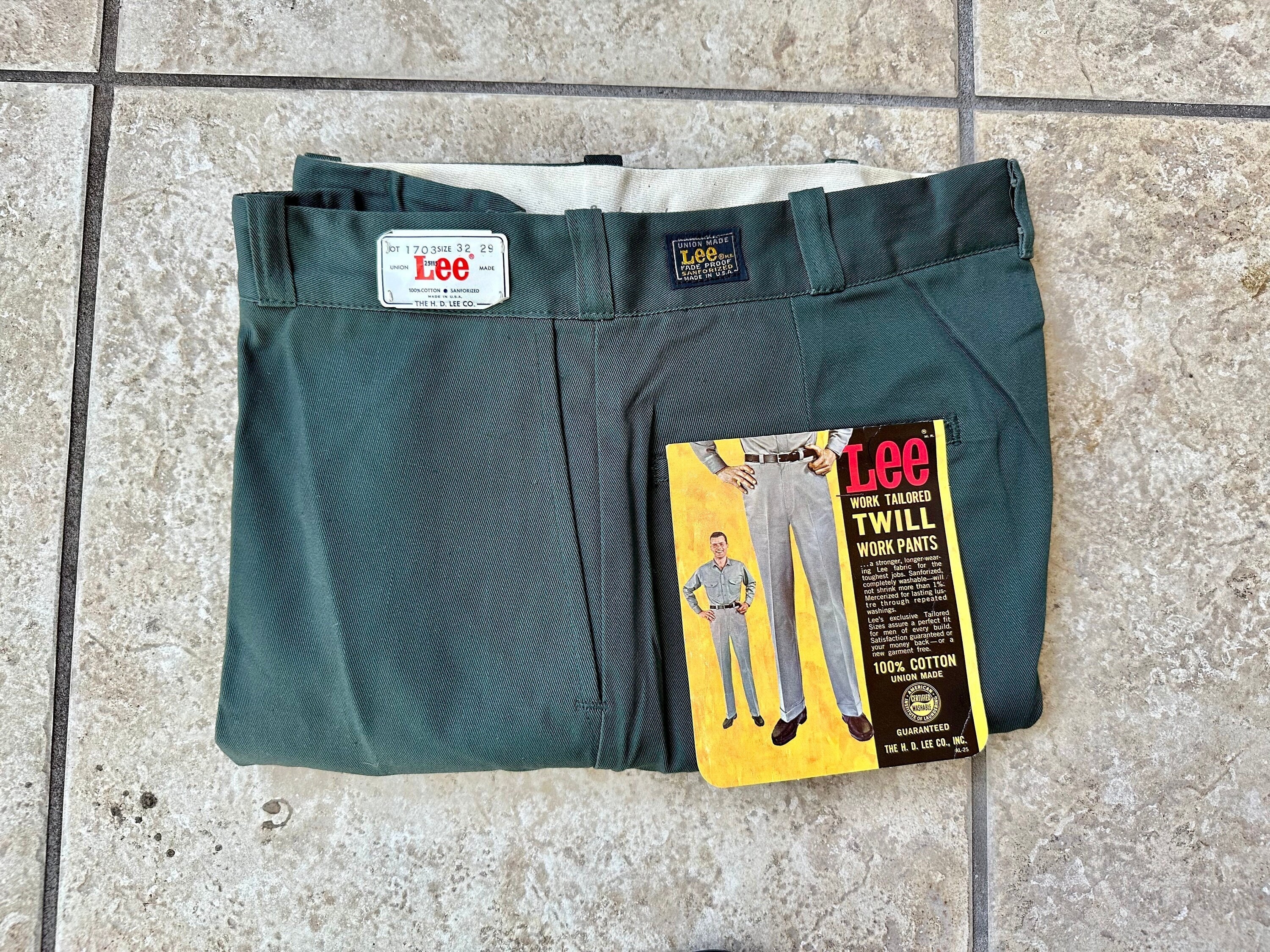 Deadstock 1960s LEE Green Cotton Twill Work Pants Chinos 30 - Etsy