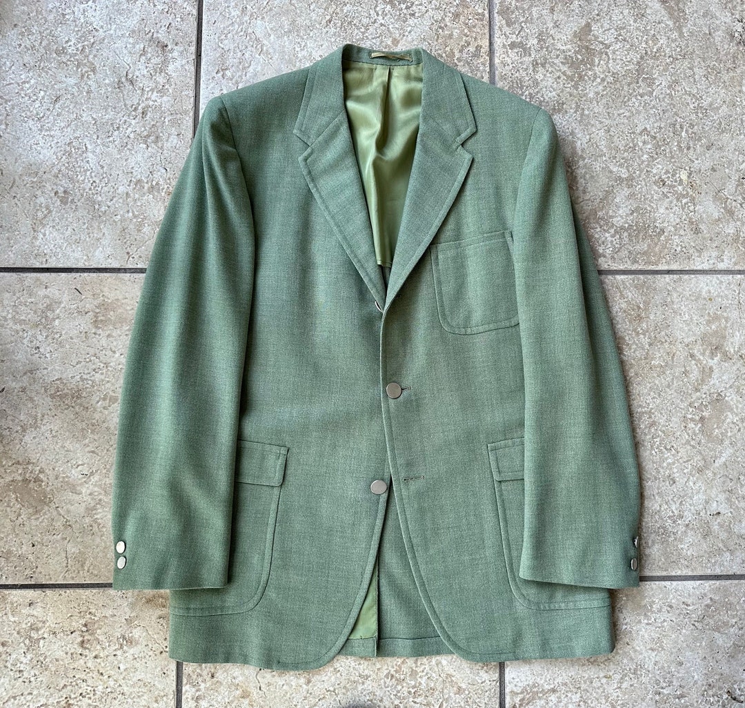 1960s STANLEY BLACKER Pale Green Hopsack Wool Sack Blazer 39 - Etsy
