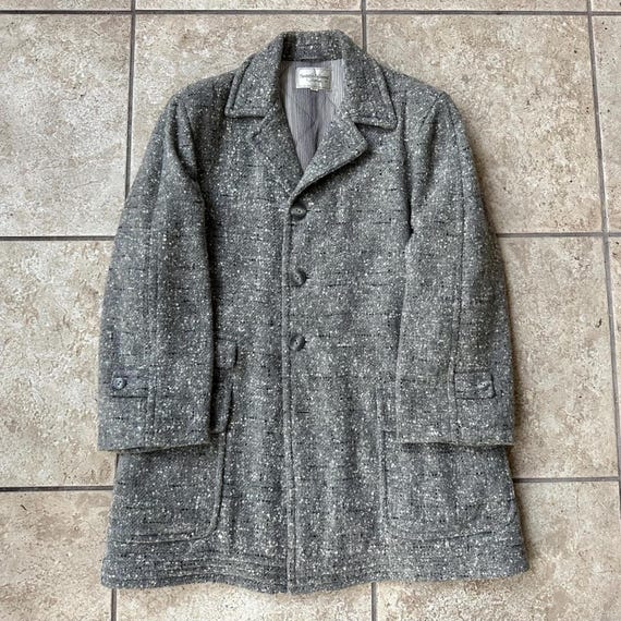 1950s Gray Flecked Boucle Tweed Car Coat | 40 Reg… - image 1