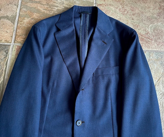 【 VINTAGE 】Brioni TAILORED JACKET WOOL Vintage BRIONI Dark Blue Fresco Wool Sport Coat | 38 Regular
