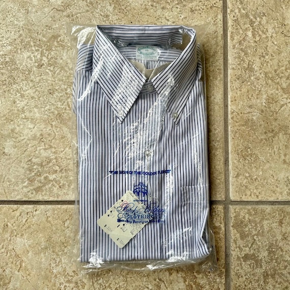 Deadstock 1960s BROOKS BROTHERS Blue Striped Short-sleeve Button
