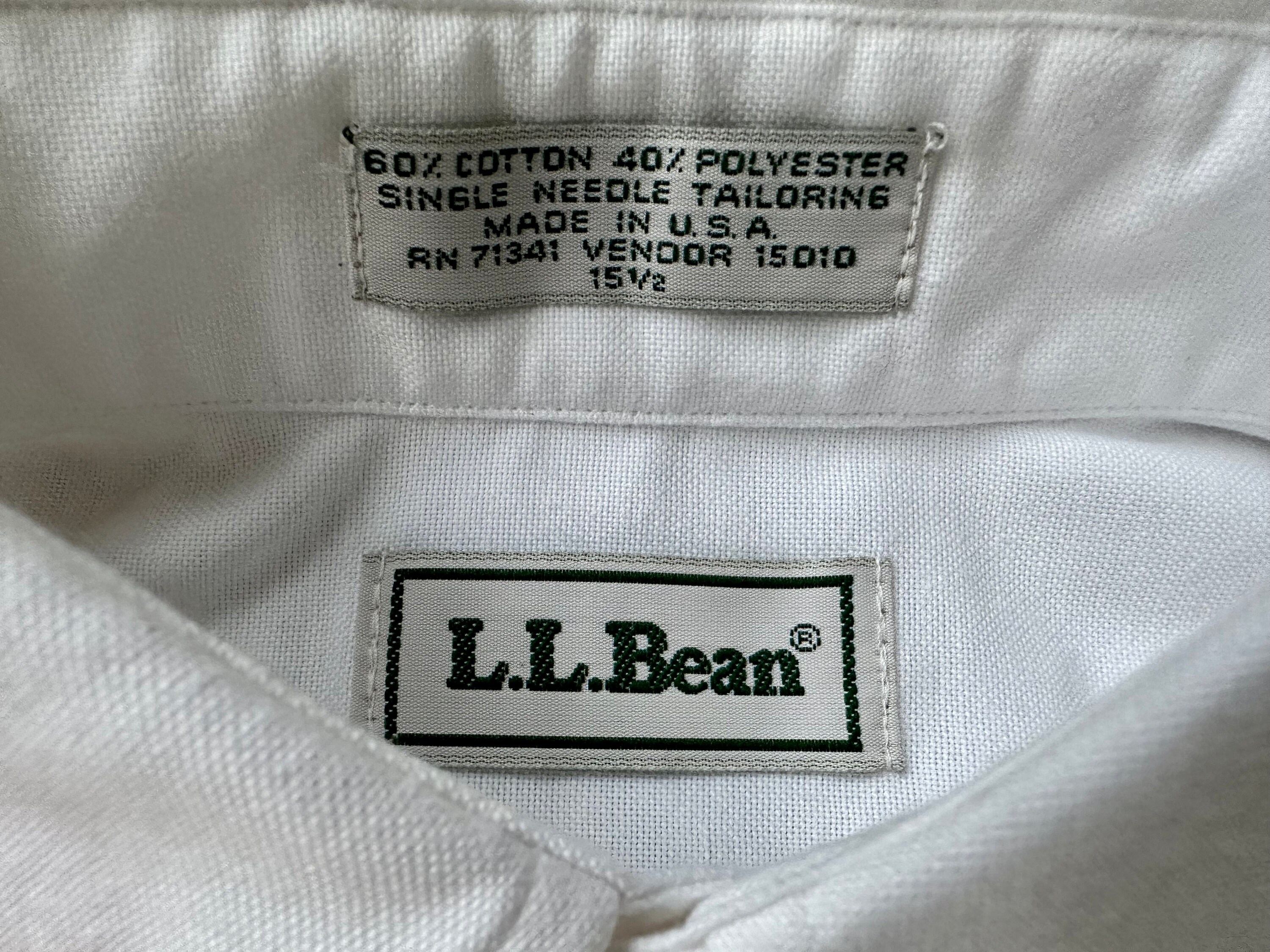 Deadstock LL BEAN White Oxford Cloth Button Down Short