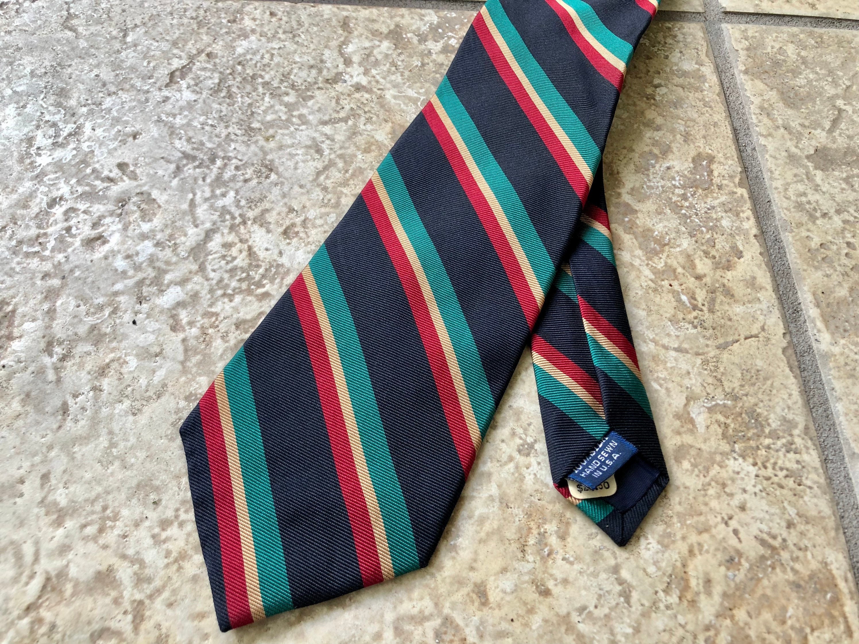 Buy Vintage Navy Blue Silk Repp Regimental Striped Tie Online in