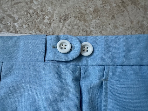 Vintage 1970s Baby Blue Cotton Blend Trousers | 3… - image 2