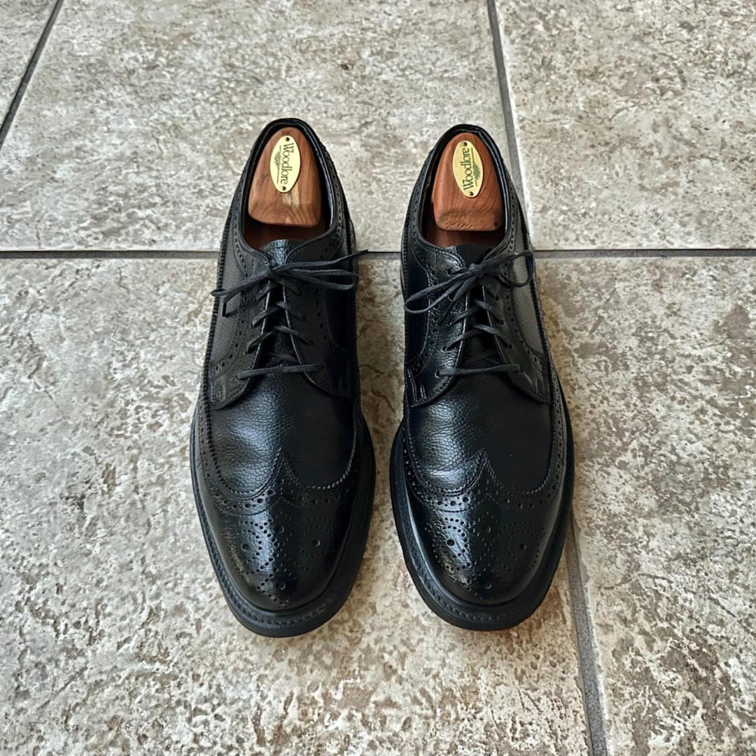 Vintage HANOVER Black Scotch Grain Long Wing Blucher | Size 