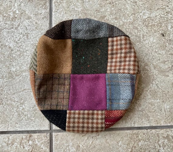 Deadstock Patchwork Tweed Wool Newsboy Cap | Smal… - image 4