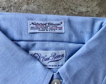 PlacidVintage Deadstock 1970s Sero Purist Pale Blue Oxford Cloth Button Down Shirt | 16 - 33 | Van Boven Ivy League Trad NOS