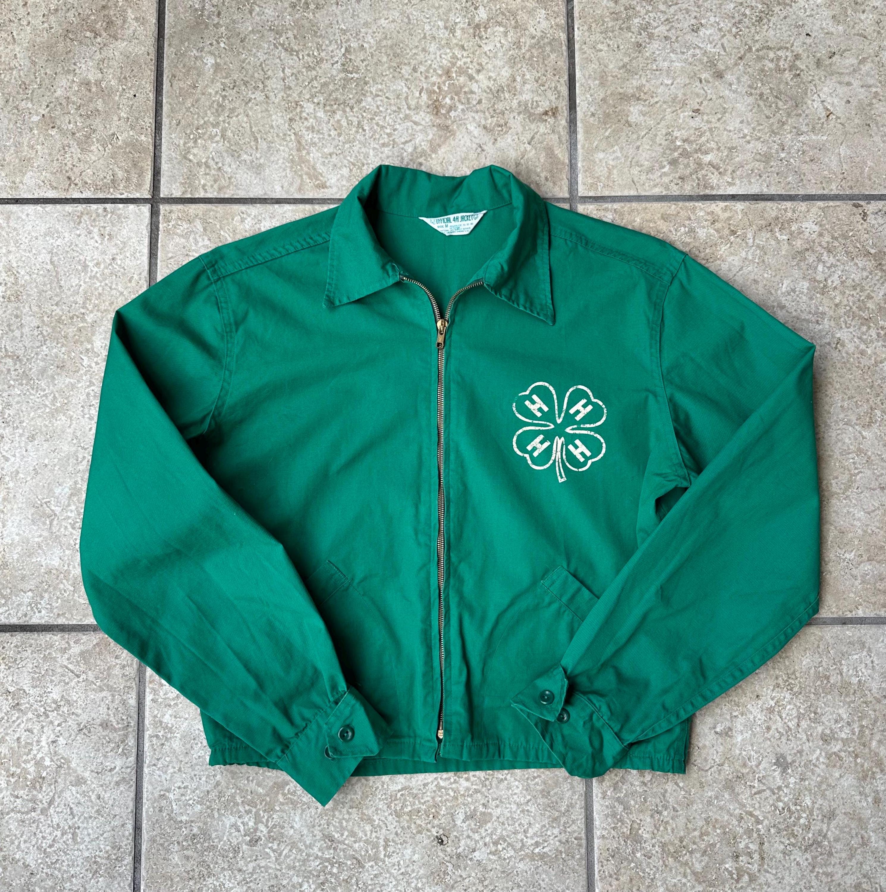 1960s Green Poplin Official 4H Jacket | Small | 4 Leaf Clover 
