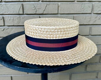 1920s Straw Boater Hat Size 7/8 WHITEHALL California Straws