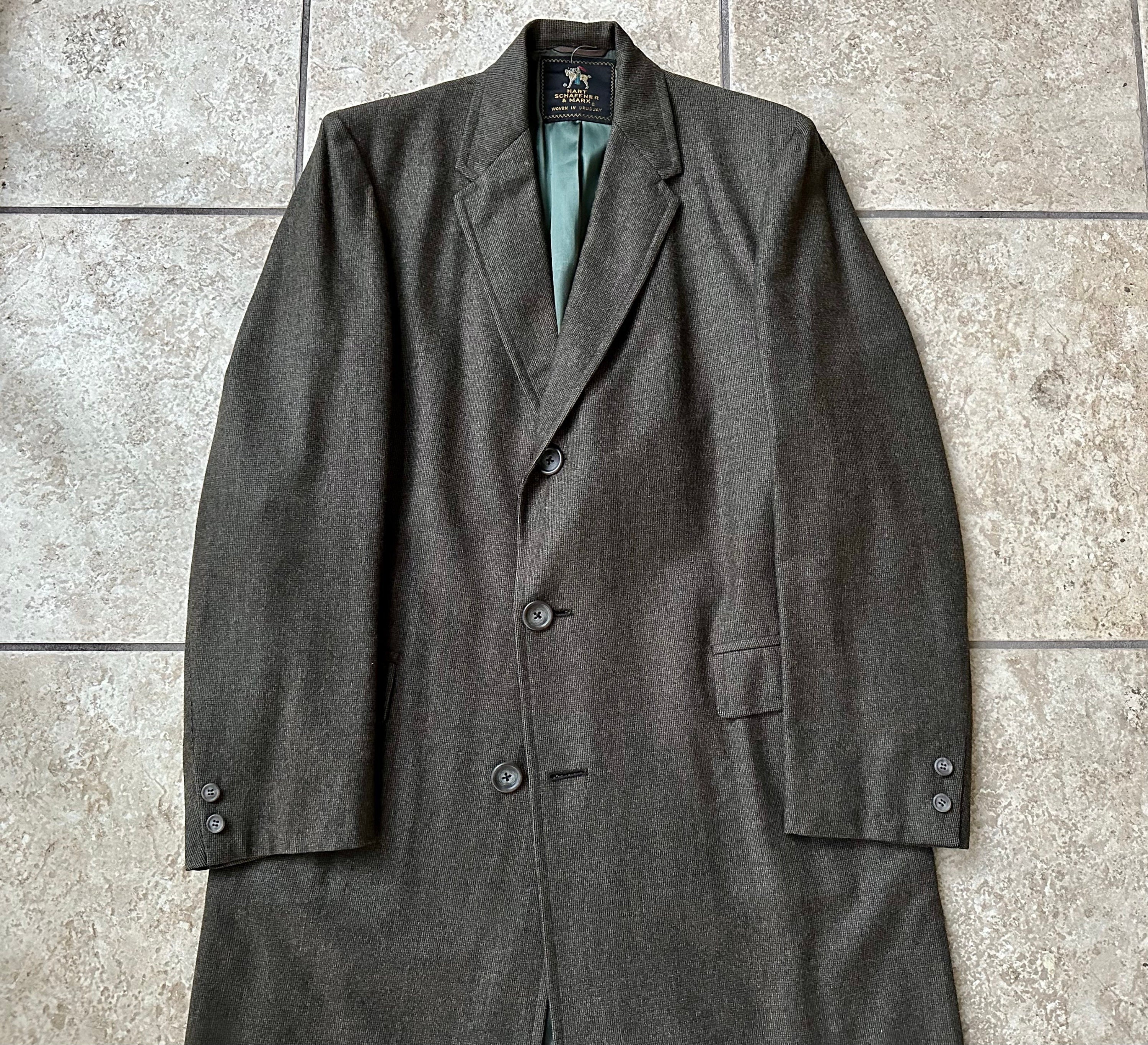 1960s HART SCHAFFNER MARX Brown Flannel Wool Sack Overcoat