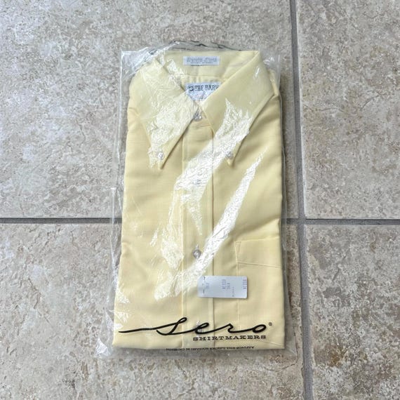 Deadstock 1960s SERO Yellow Oxford Cloth Short-Sleeve Button Down Shirt | Size 15 | Ivy League