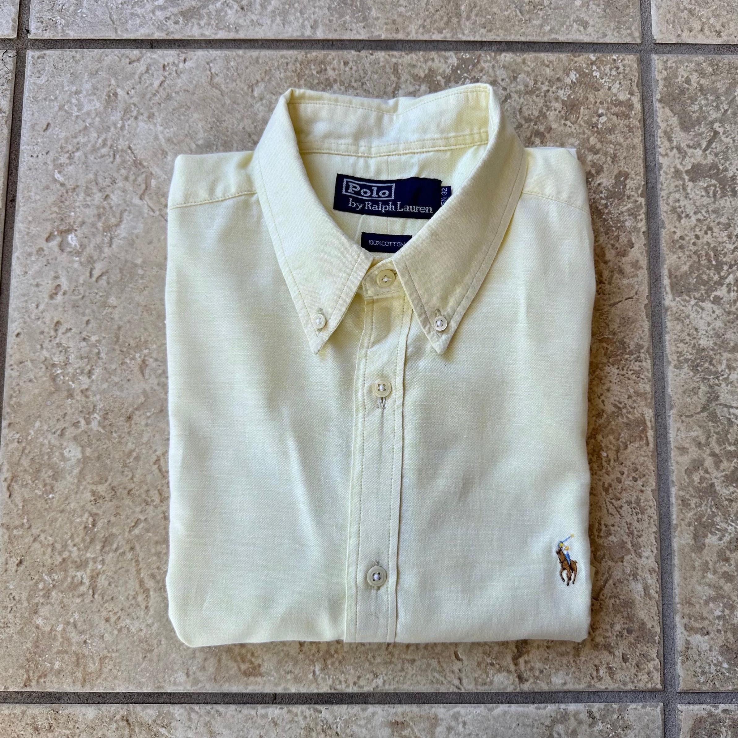 1980s POLO RALPH LAUREN Yellow Oxford Cloth Short Sleeve Button Down | 15.5  | Ivy League - Etsy