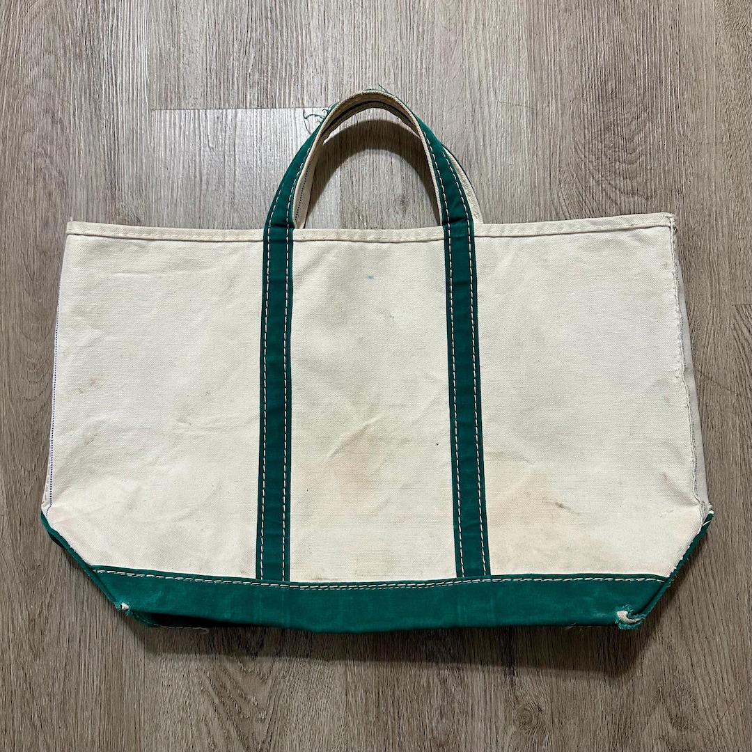 1980s LL BEAN Green Cotton Canvas Boat and Tote | 21.5