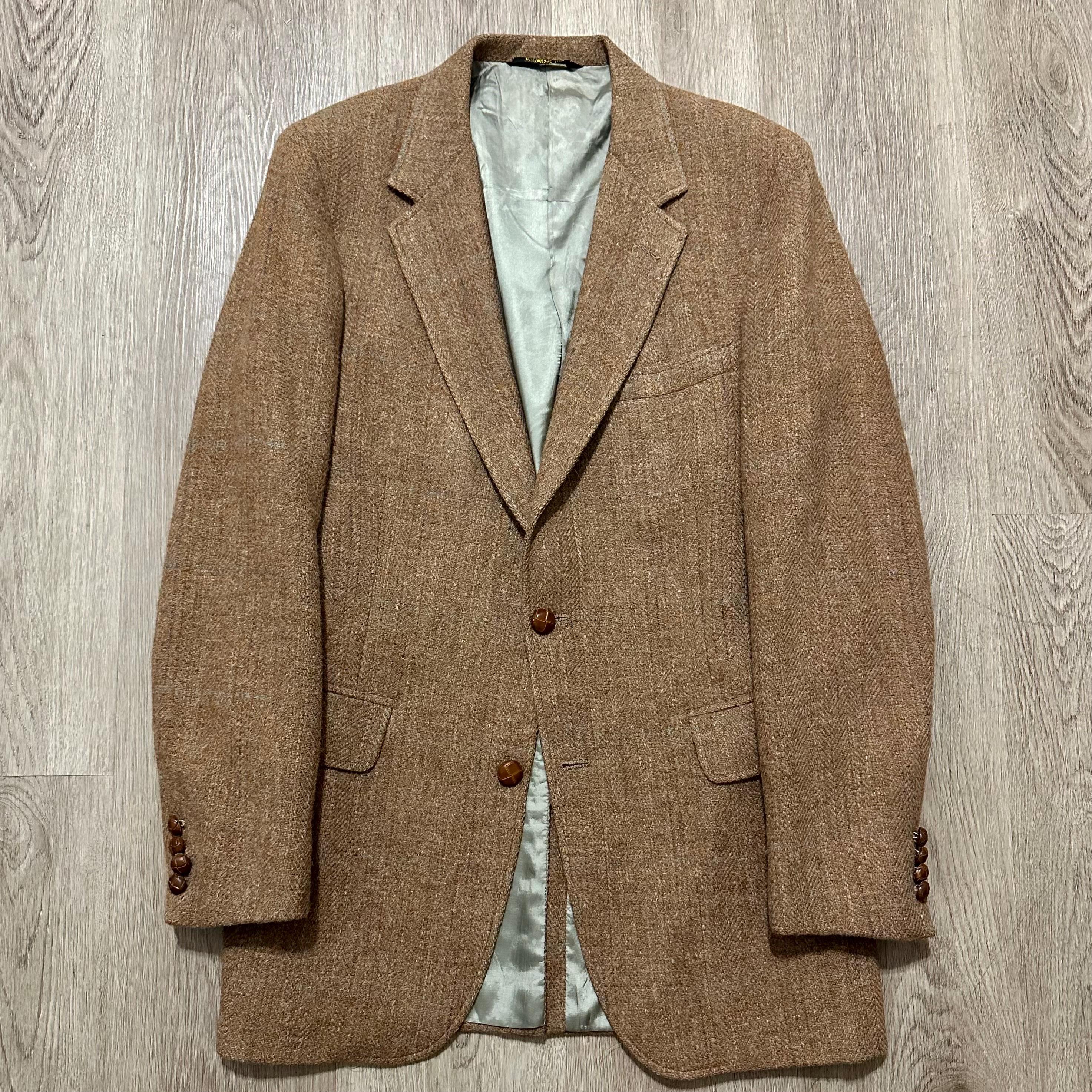 Blazer Vintage Brooks Brothers Tweed Gris Anthracite à Chevrons - Taille 44 XL, Fabriqué USA