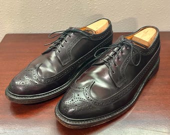 Vintage FLORSHEIM Brown Shell Cordovan Long Wing Bluchers | Größe 9 | Imperial #97626