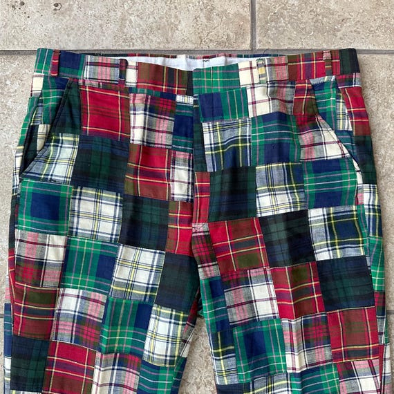 Vintage Green & Red Patchwork Bleeding Madras Cot… - image 5