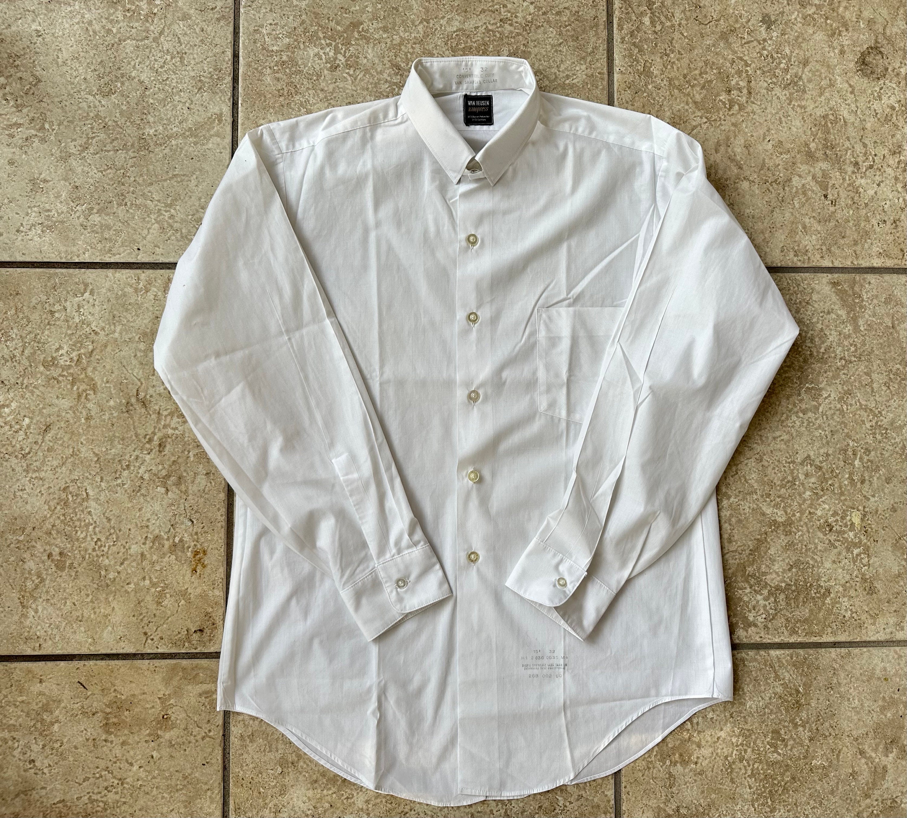 Deadstock 1960s VAN HEUSEN White Poplin Tab Collar Dress Shirt