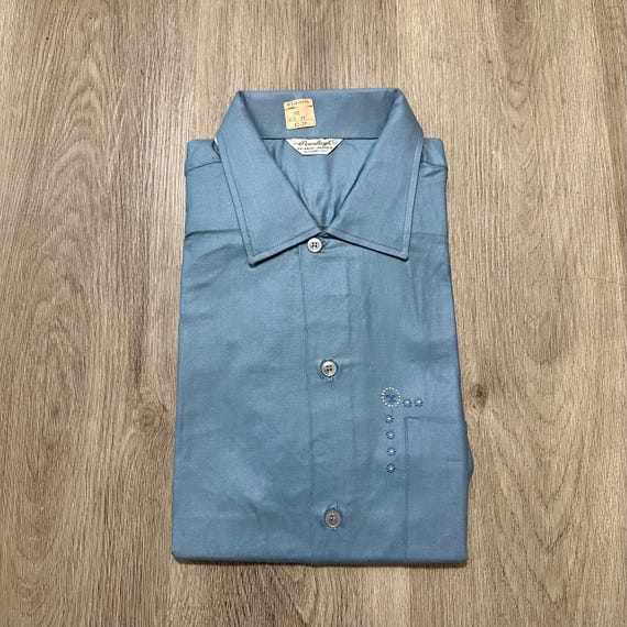 Deadstock 1950s PENNLEIGH Blue Rayon Loop Collar Shirt | Large | PENNLEIGH