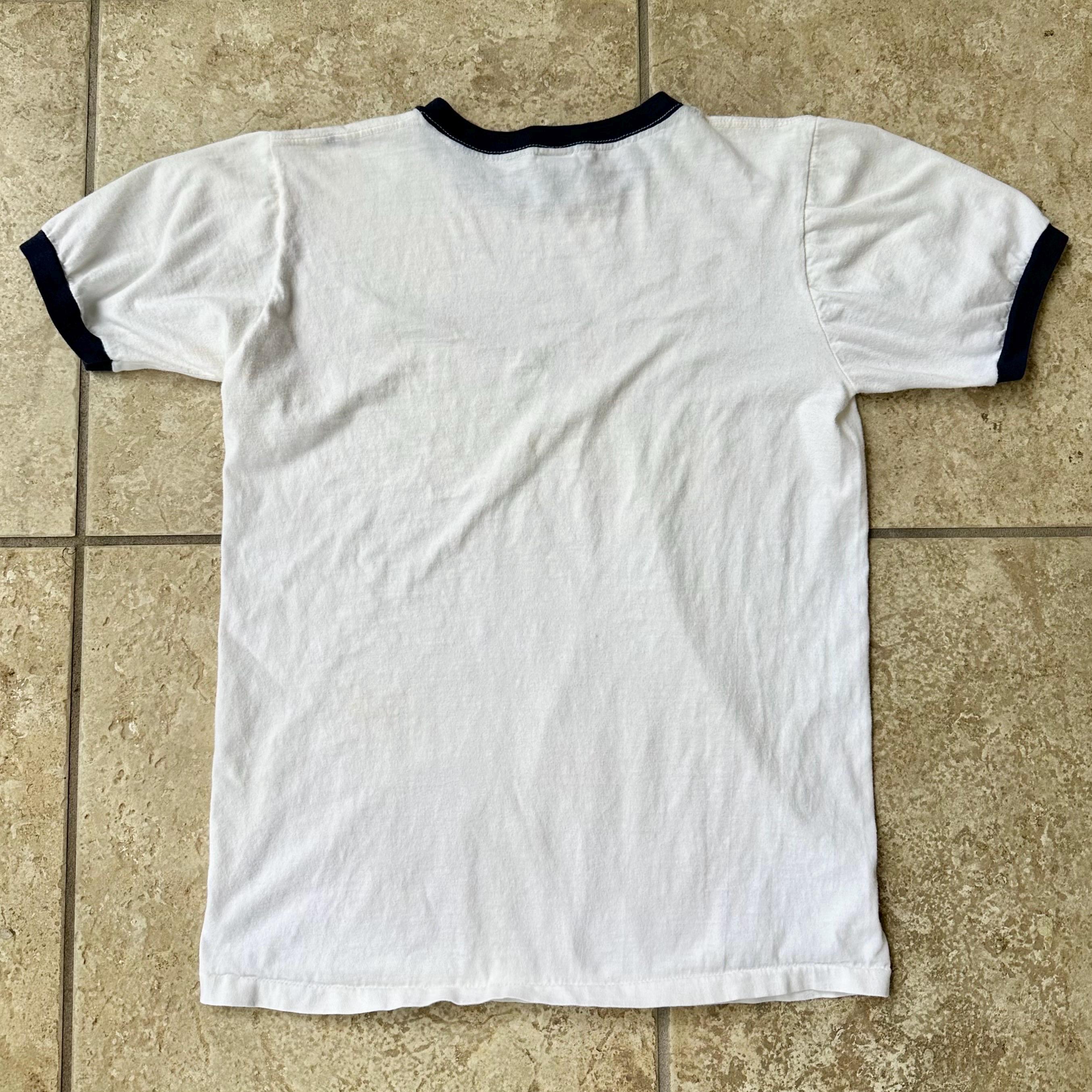 1980s CHAMPION USAFA White Cotton Ringer T-shirt | Small | U.S. 