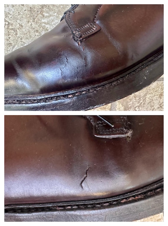 Vintage FLORSHEIM Dark Brown Shell Cordovan Plain Toe Bluchers