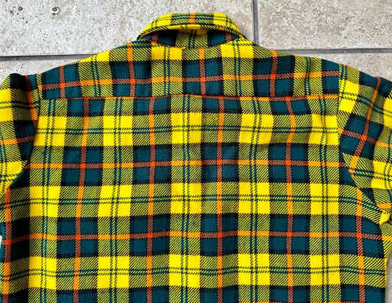 Vintage Yellow & Orange Plaid Wool Shirt Jacket |… - image 6