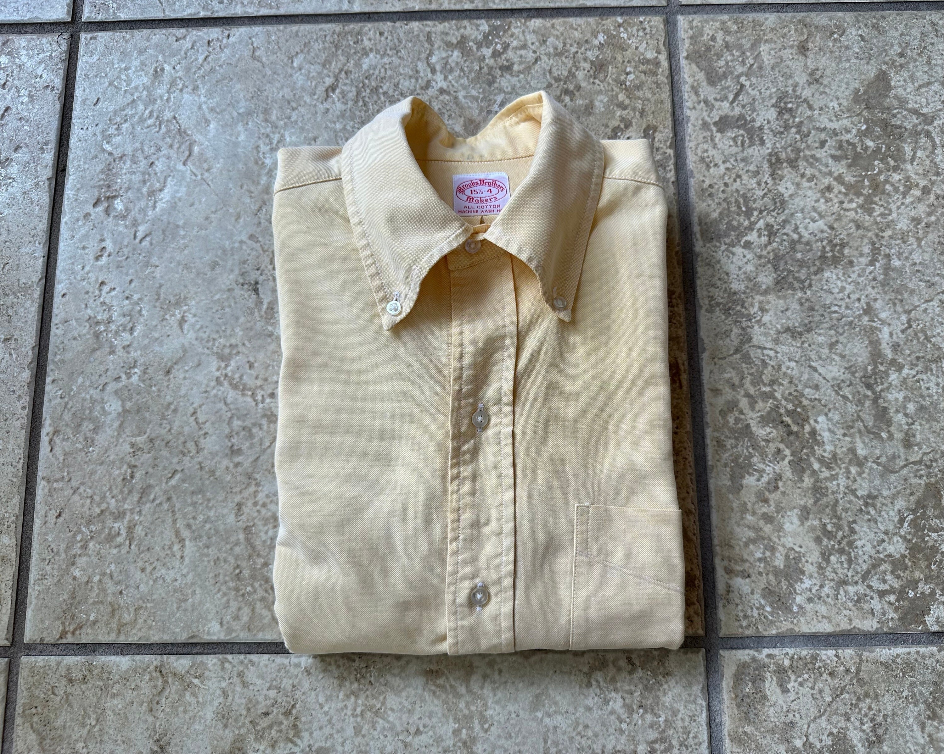 1960s BROOKS BROTHERS Yellow Oxford Cloth Button Down Shirt | 15.5 