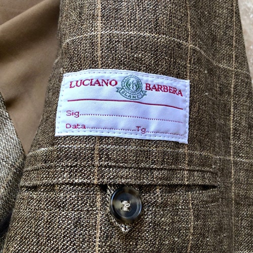 Vintage LUCIANO BARBERA Silk Linen Brown shops Windowpane Plaid Sport Coat Jacket | 41 42 Regular | 3/2 Roll Summer Neapolitan Trad