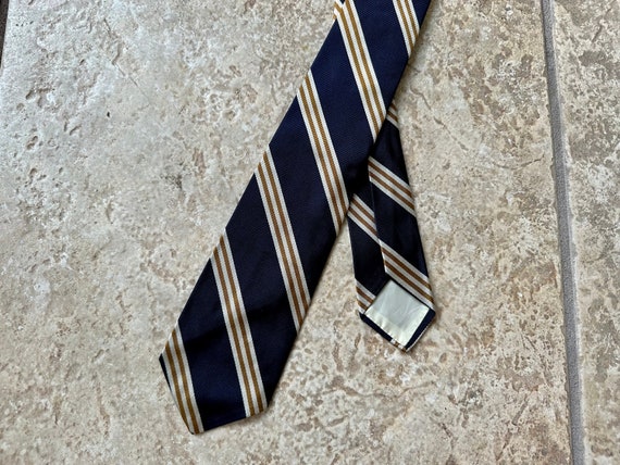 1970s BROOKS BROTHERS Navy Blue Regimental Stripe… - image 1