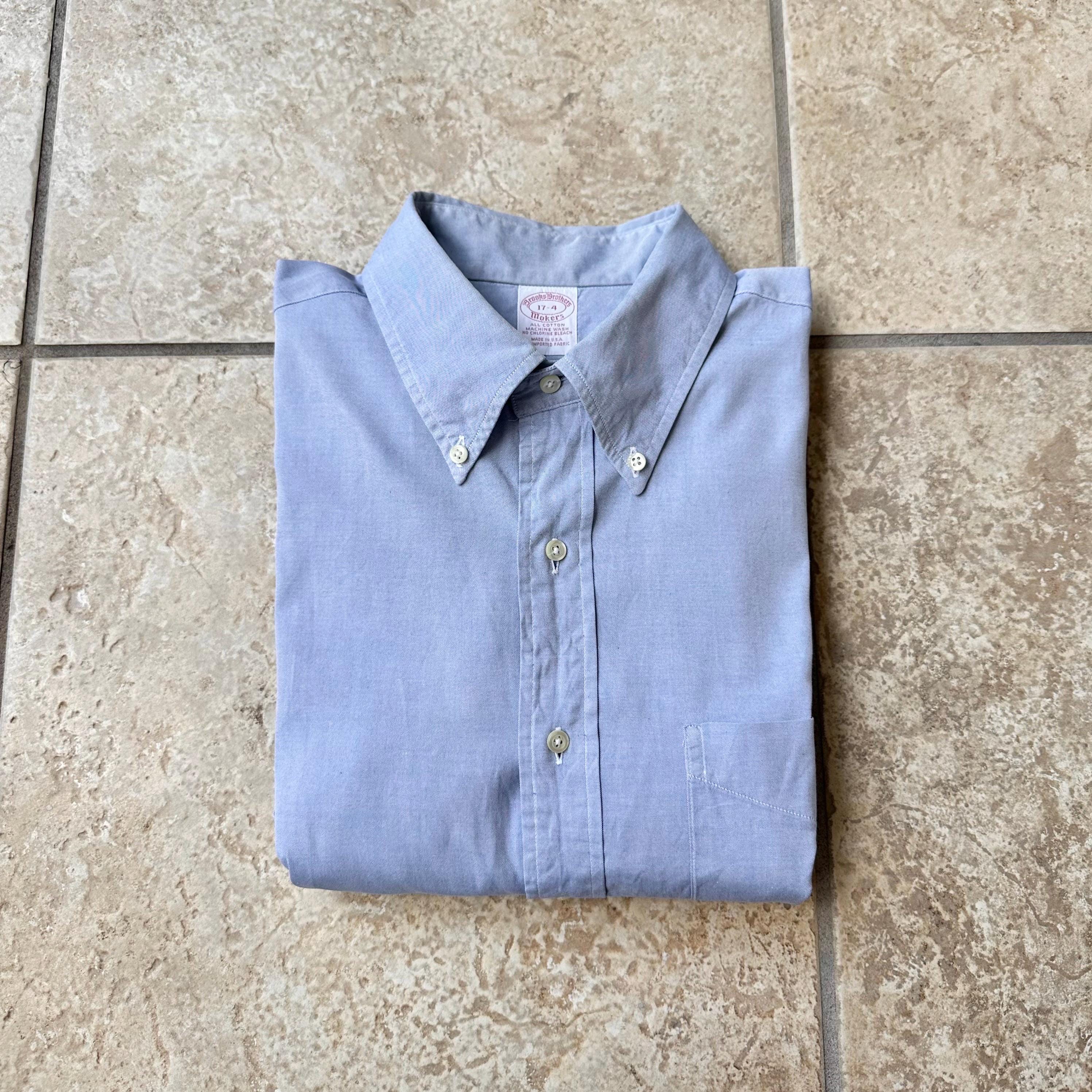 80’s Brooks Brothers サックスブルー 7button Vintage BROOKS BROTHERS Light Blue Pinpoint Oxford Cloth Button