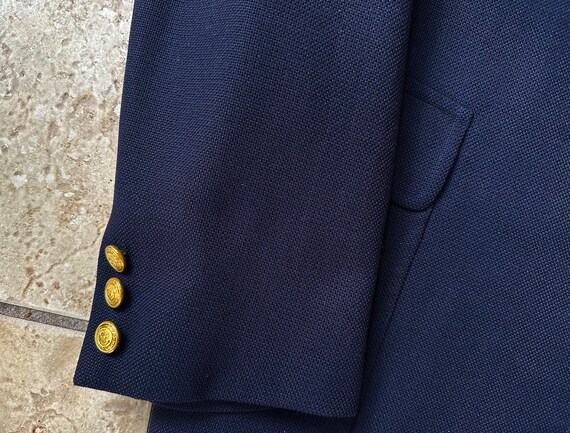 Vintage Navy Blue Hopsack Wool Sack Blazer | 39 4… - image 4