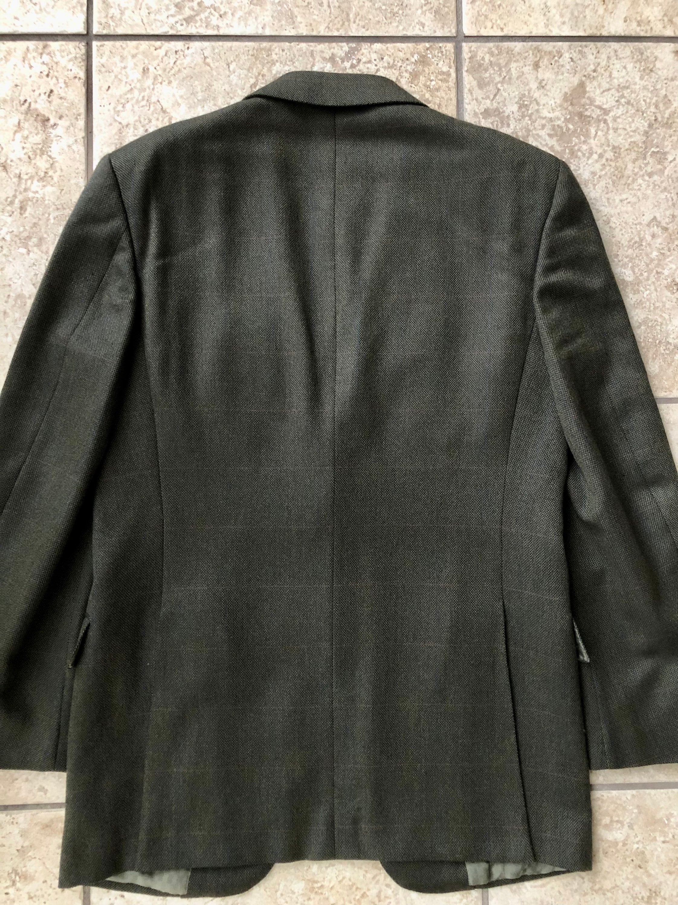 ヴィンテージ BATTISTONI ウールカシミア グリーン ウィンドウペーン 