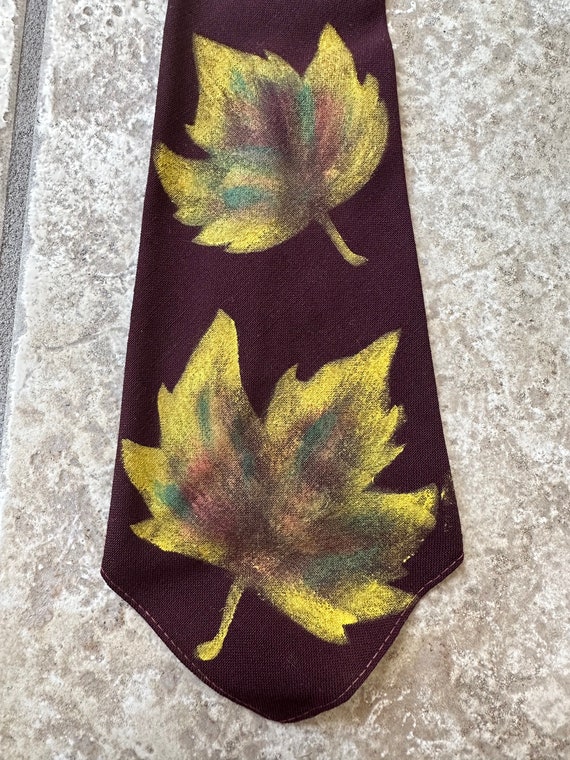 1940s Brown Wool Hand-Painted Tie | MELBROKE NECK… - image 2