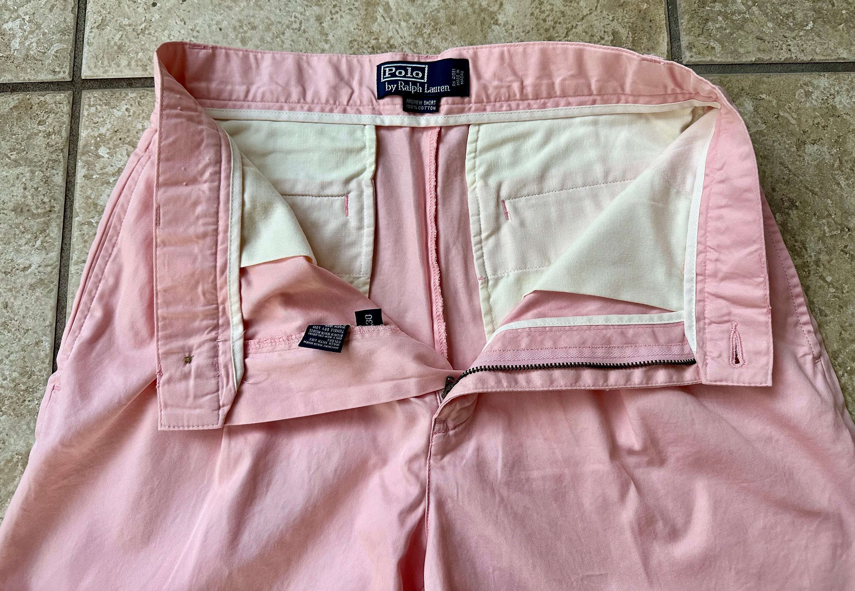 Vintage POLO RALPH LAUREN Pink Cotton Pleated Shorts | Size Vintage POLO RALPH LAUREN Pink Cotton Pleated Shorts | Size