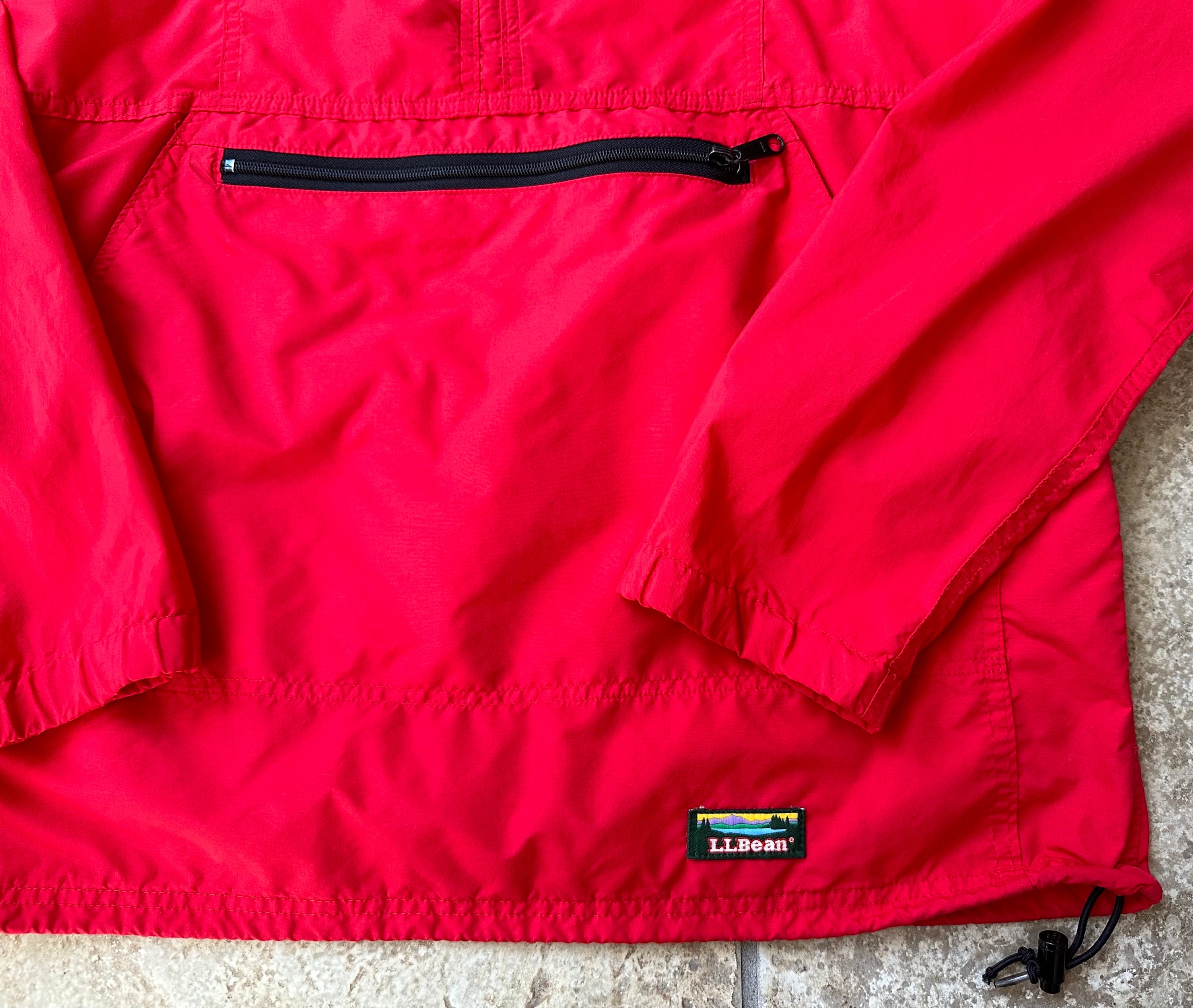 Vintage LL BEAN Red Nylon Hooded Anorak Jacket | Medium