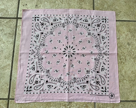 Vintage Pink Cotton Paisley Handkerchief Bandana … - image 2