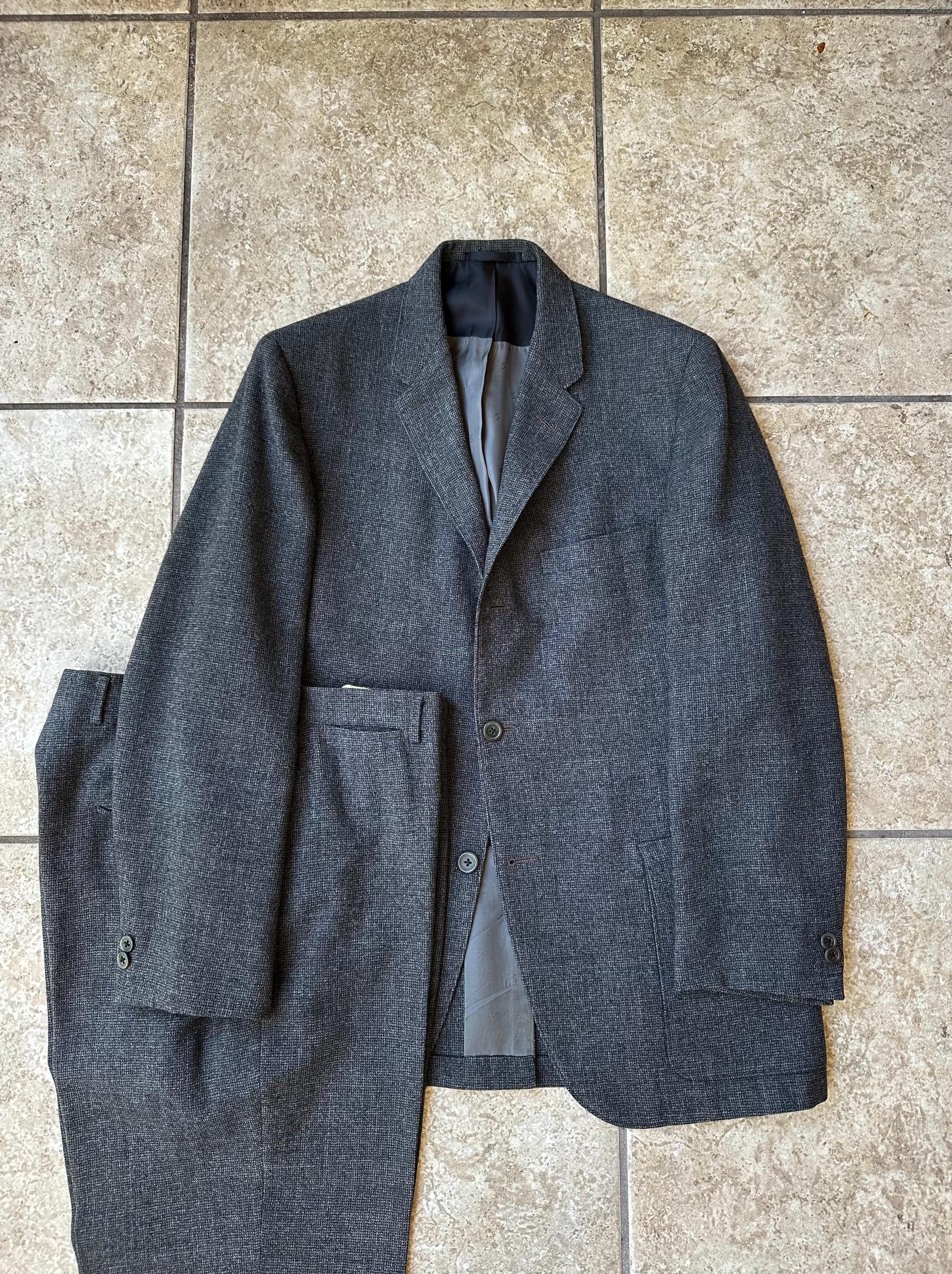 60着限定　WAREHOUSE × セルロイド　WW2 TAILOR STYLE 1960s Dark Gray Tweed Wool Sack Suit | 39 40 Regular | LEBOW