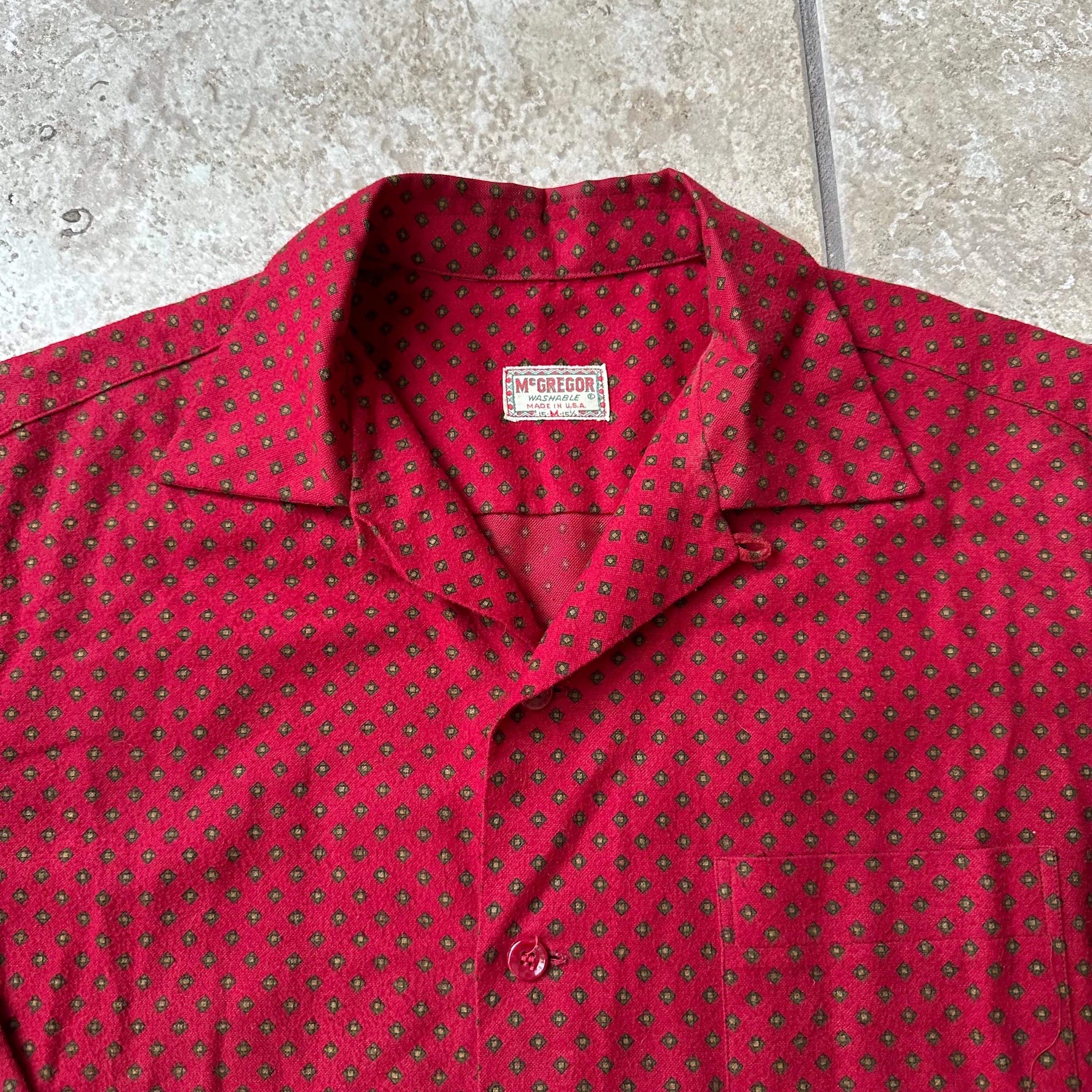 1960s MCGREGOR Red Medallion Print Chamois Cotton Loop