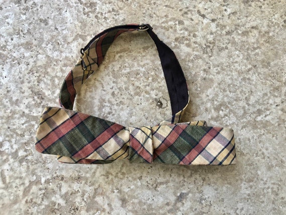 1950s 60s Bleeding Madras Cotton Plaid Bow Tie | Ivy … - Gem