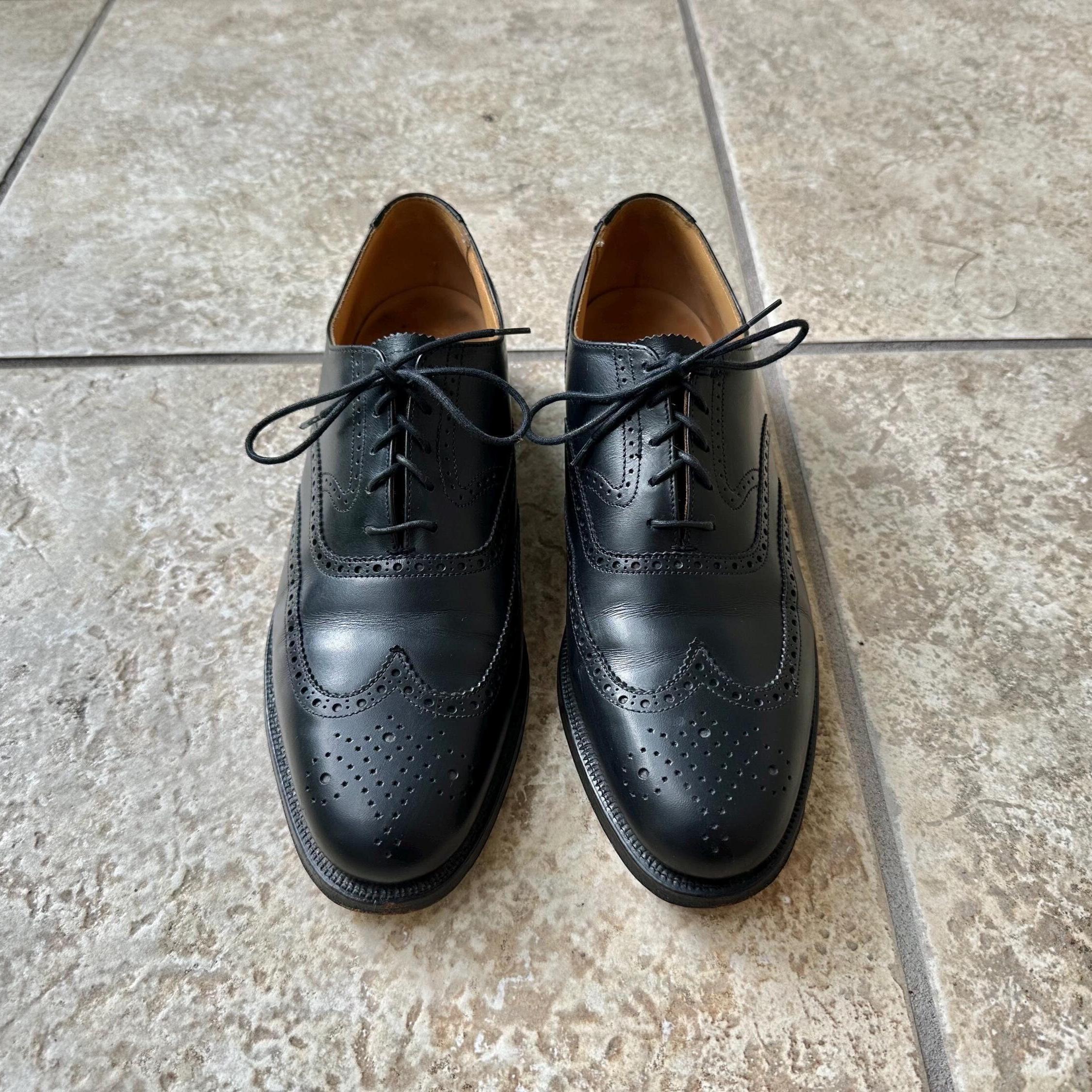 【英国製】ブルックスブラザーズ Peal&Co ウィングチップ 27cm ヴィンテージ PEAL & CO ブラックカーフスキン ウィングチップ